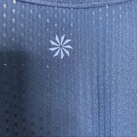 Athleta Chi Dot Mesh Navy Blue Top - Picture 7 of 10